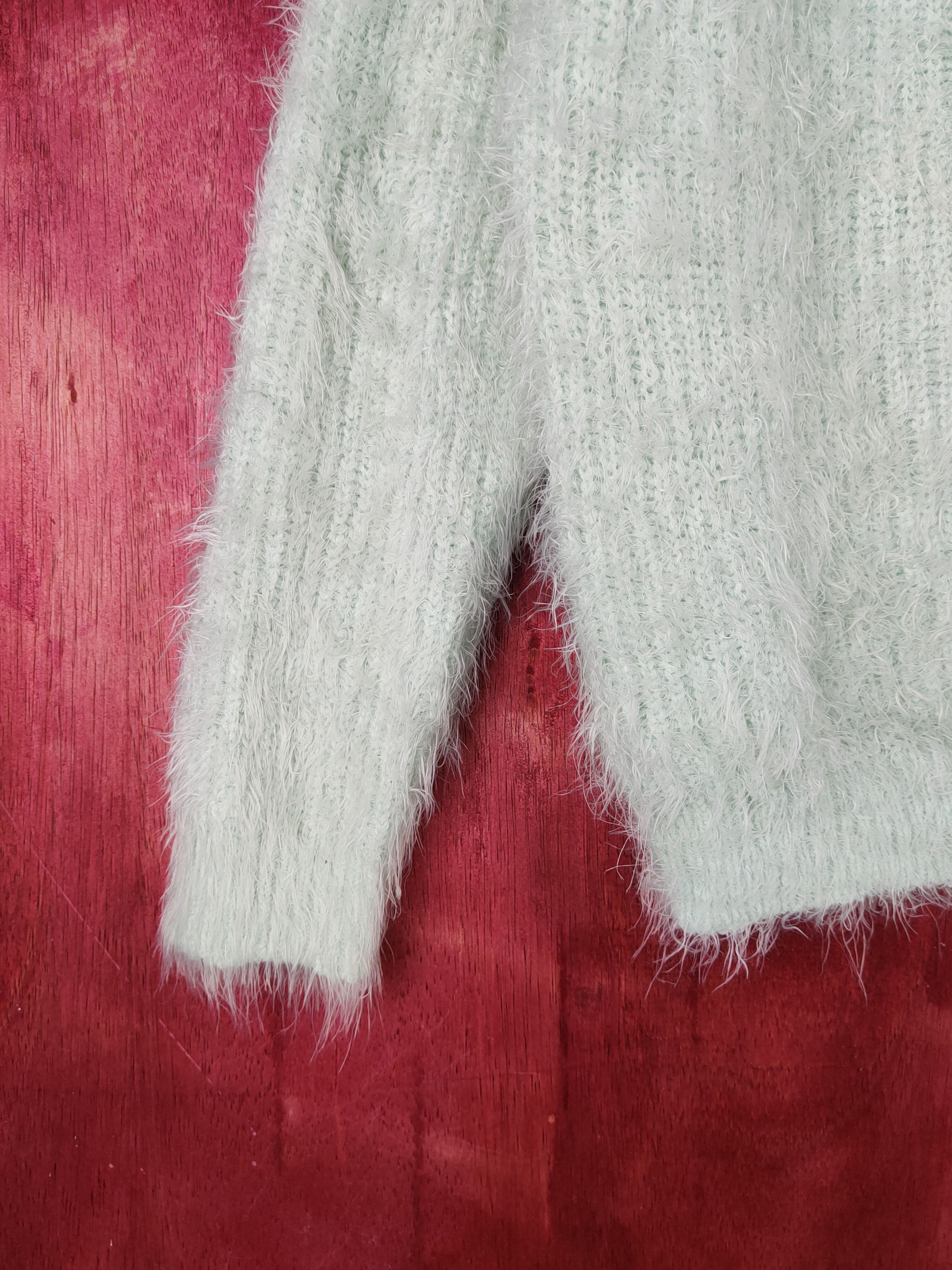 Homespun Knitwear Ingni Mint Green Shag Shaggy Fur Mohair Knitwear #S2056 Size S / US 4 / IT 40 - 4 Thumbnail