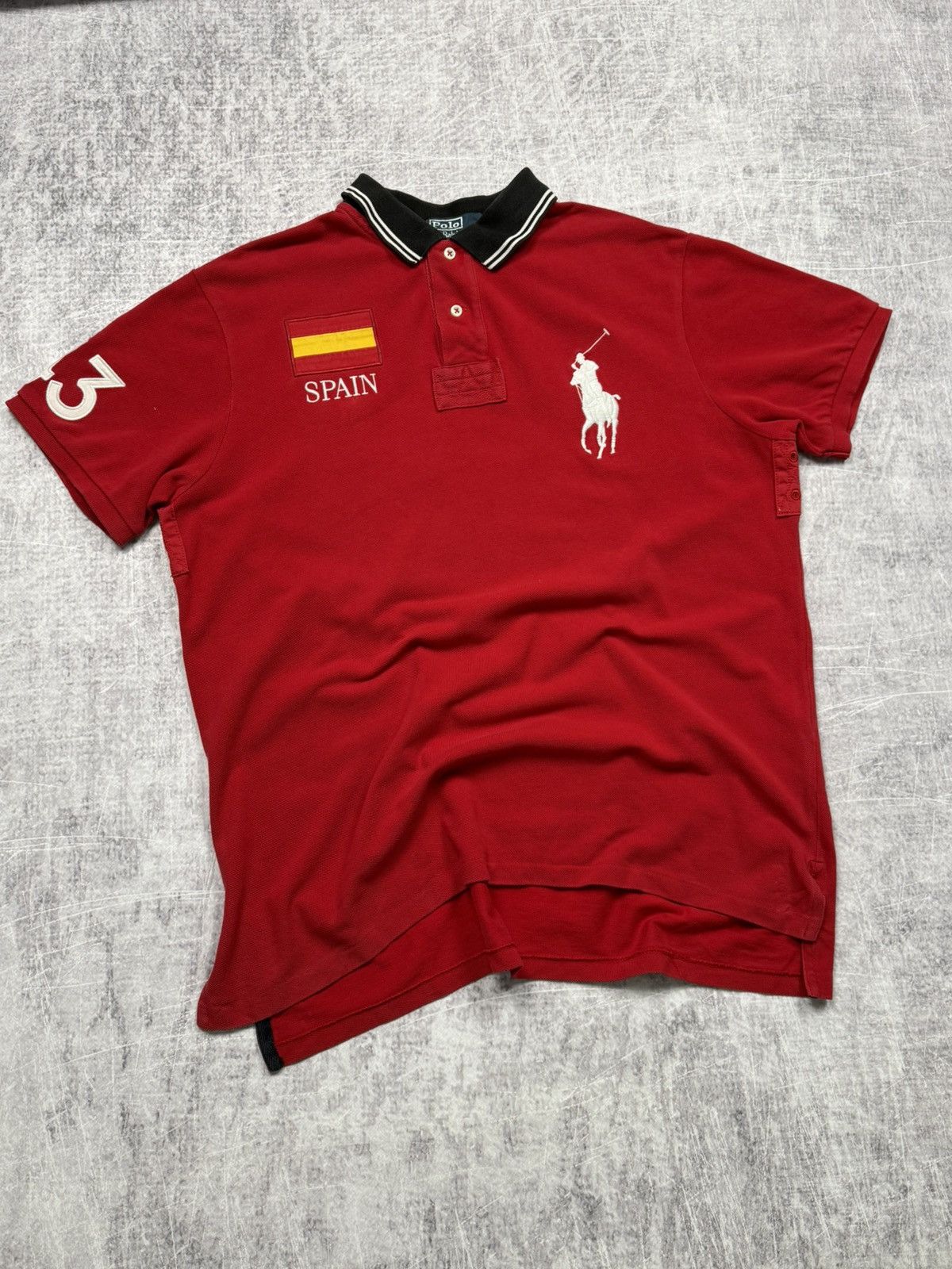 Polo Ralph Lauren Vintage Polo Ralph Lauren Red Spain Espana Polo Shirt Size US XL / EU 56 / 4 - 2 Thumbnail