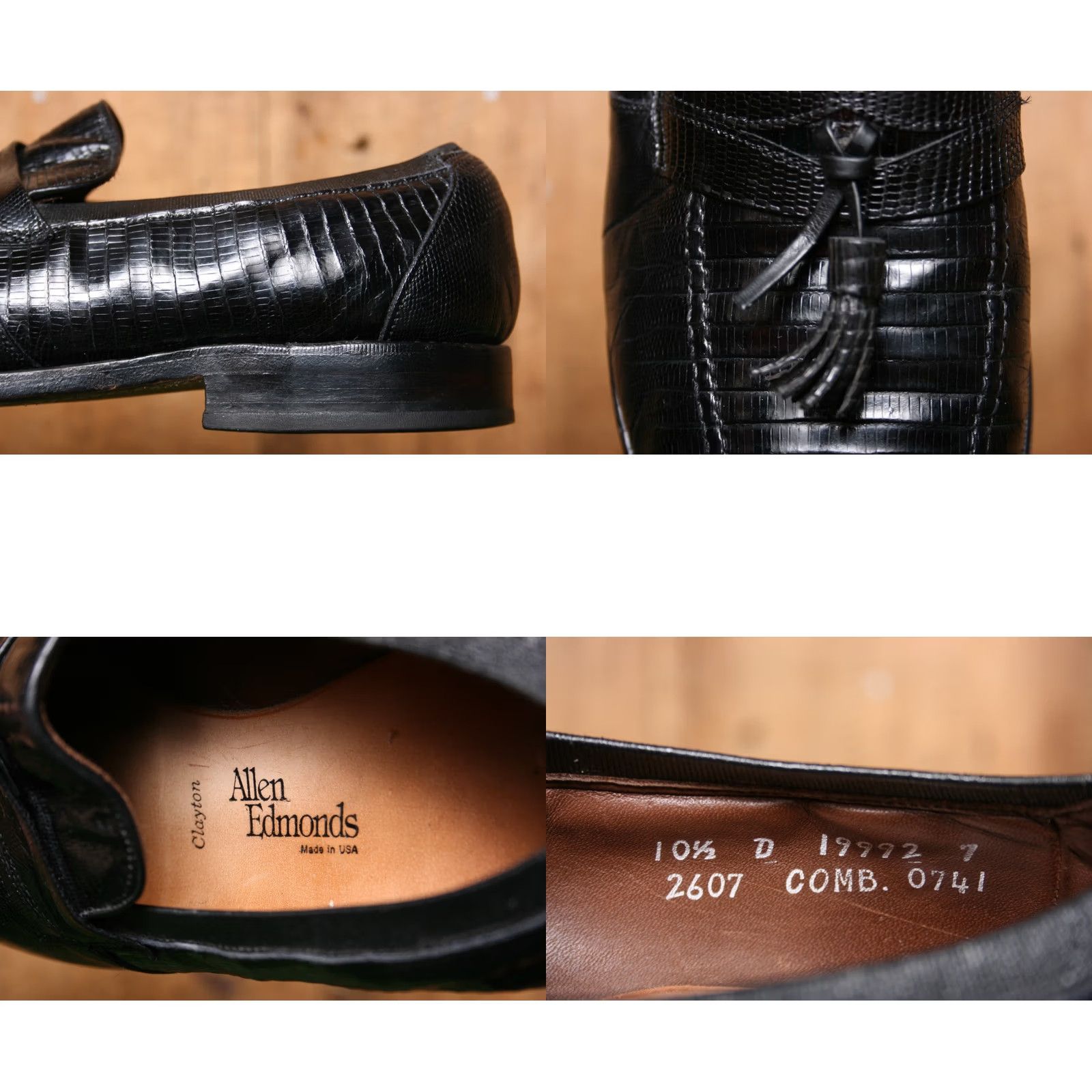 Allen Edmonds ALLEN EDMONDS Clayton Black Lizard Skin Loafers Sz. 11B (Missing Tassel) Dress Slip On Men Leather Upper B Shoes Size US 11 / EU 44 - 8 Thumbnail