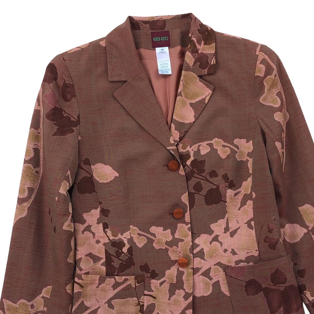 Kenzo KENZO Paris Brown Floral Pattern Rayon Suit Blazer / Jacket Size M / US 6-8 / IT 42-44 - 8 Thumbnail