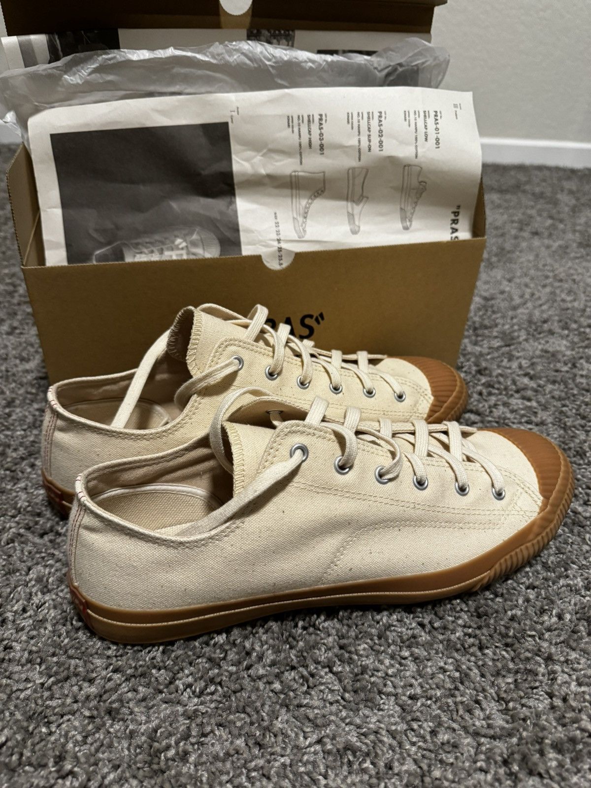 Japanese Brand PRAS SHELLCAP LOW SNEAKERS KINARI/GUM Size US 11 / EU 44 - 5 Thumbnail