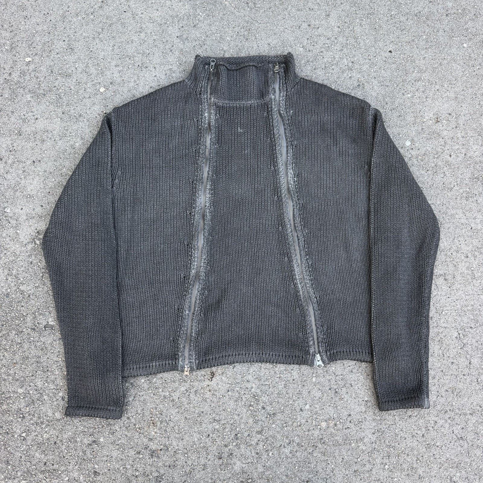 Acne Studios × K-Two Studios K-Two Studios Dyed Zip Knit “Charcoal” Double Zip Cardigan Size US M / EU 48-50 / 2 - 1 Thumbnail