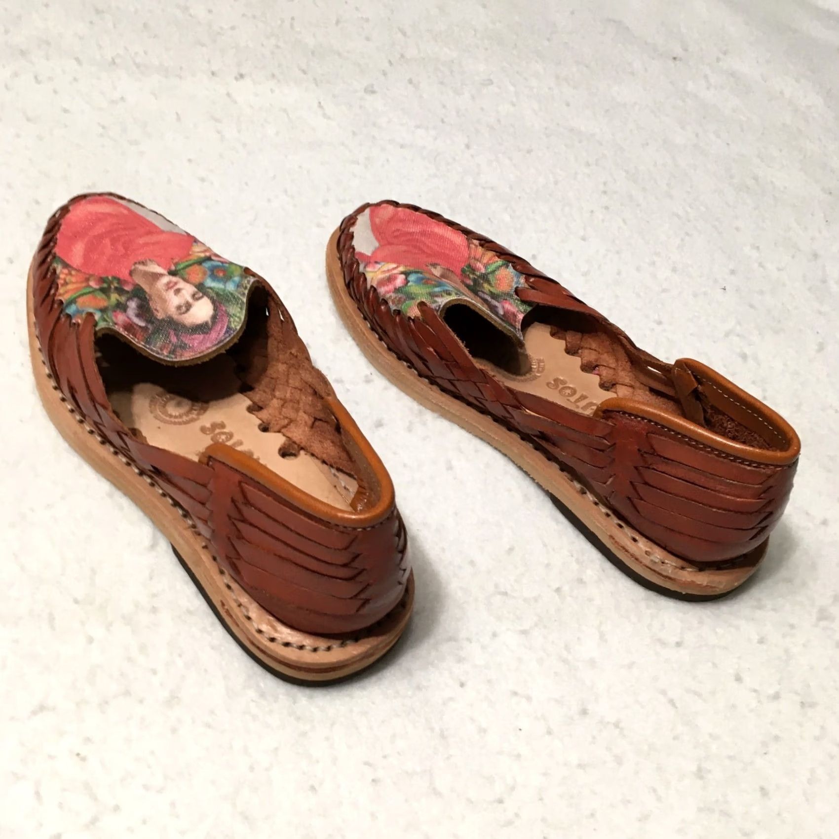 CLOSED frutos Huarache Sandal Womens Red/Tan graphic toe sz 2 CLOSED TOE Slip On Leather Casual Size US 4.5 / IT 34.5 - 5 Thumbnail