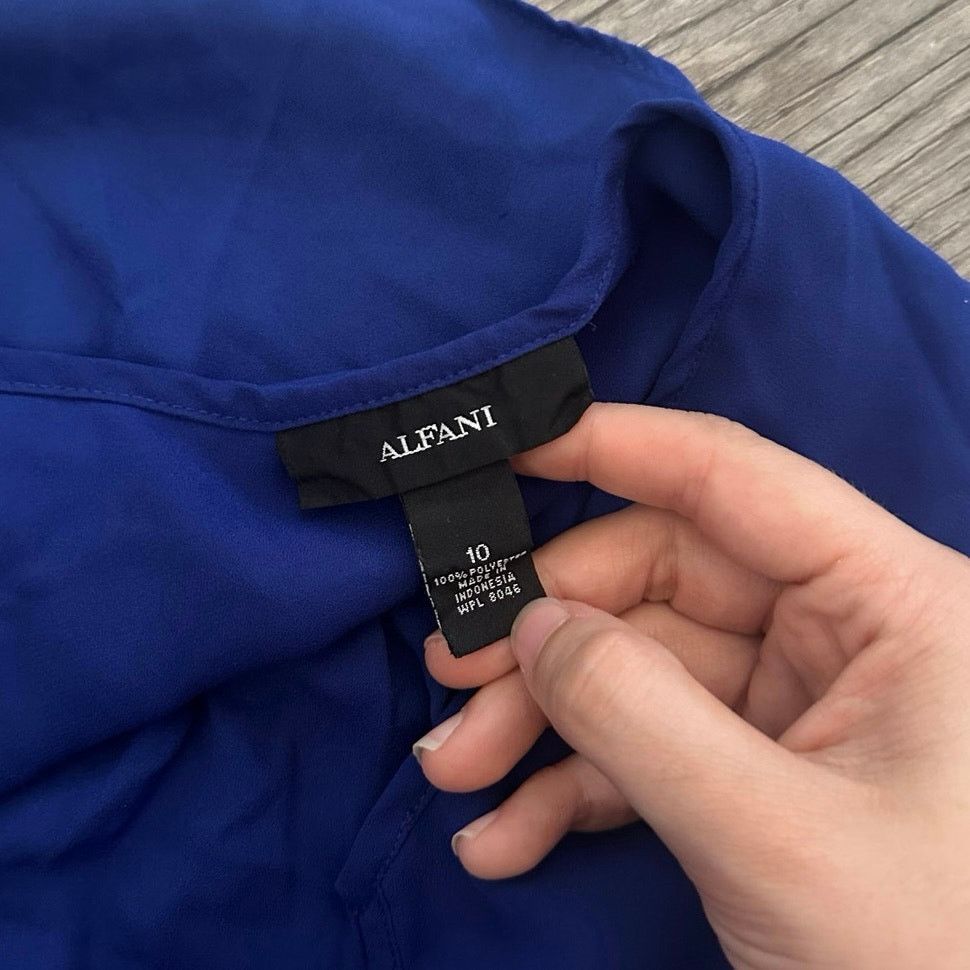 Alfani alfani blue long sleeve blouse Size L / US 10 / IT 46 - 3 Thumbnail