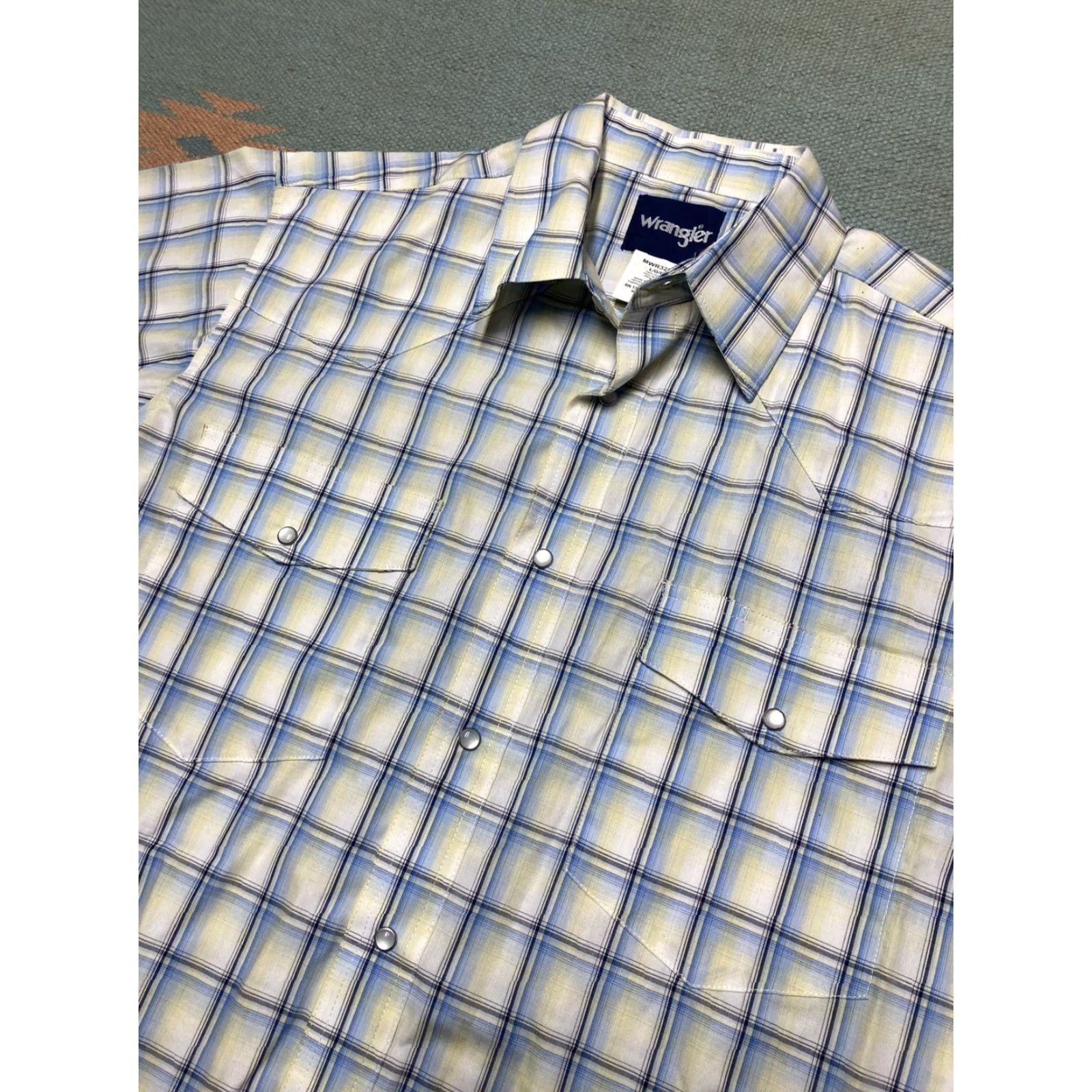 Wrangler VINTAGE Wrangler Pearl snap western shirt shadow plaid short sleeve cotton Large Mens Sizing: L Size US L / EU 52-54 / 3 - 2 Thumbnail