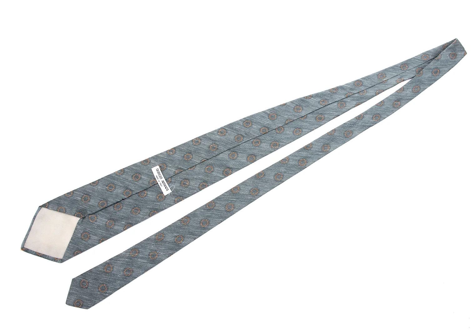 Armani Collezioni Silk Linen Polka Dot Jacquard Tie in Blue and Orange Size ONE SIZE - 4 Thumbnail