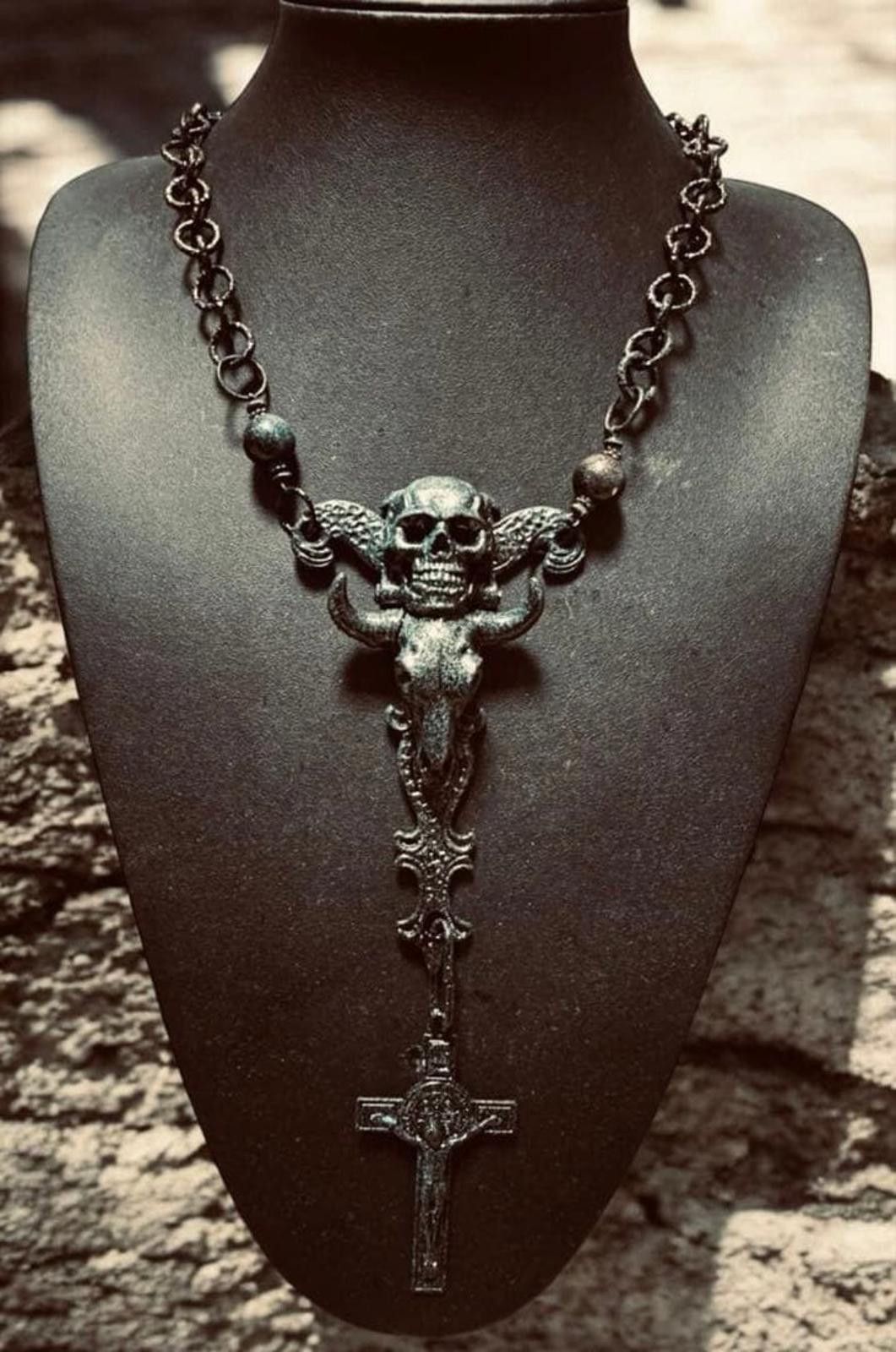 Jean Paul Gaultier Jean Paul Gaultier - Skull and Cross Pendant Chain Necklace Size ONE SIZE - 2 Thumbnail