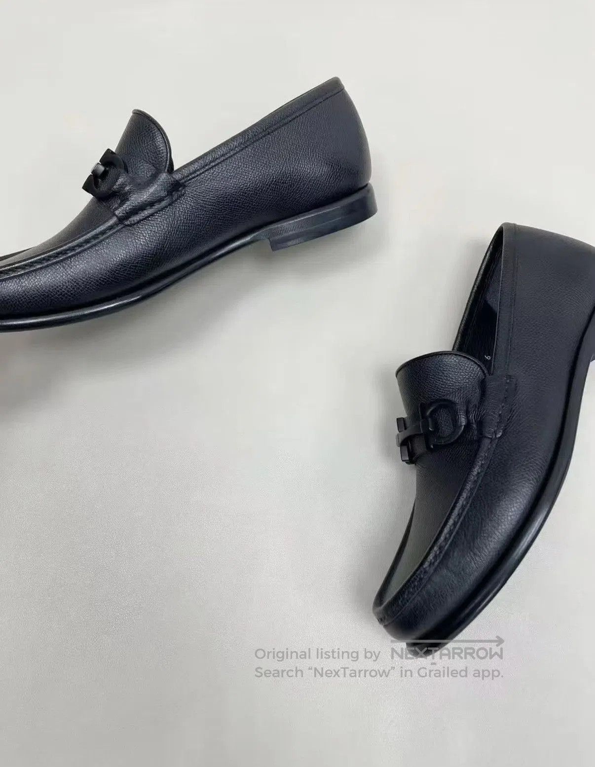 Salvatore Ferragamo Black Leather Slip-On Loafers with Buckle Accent. Size US 7 / EU 40 - 5 Thumbnail