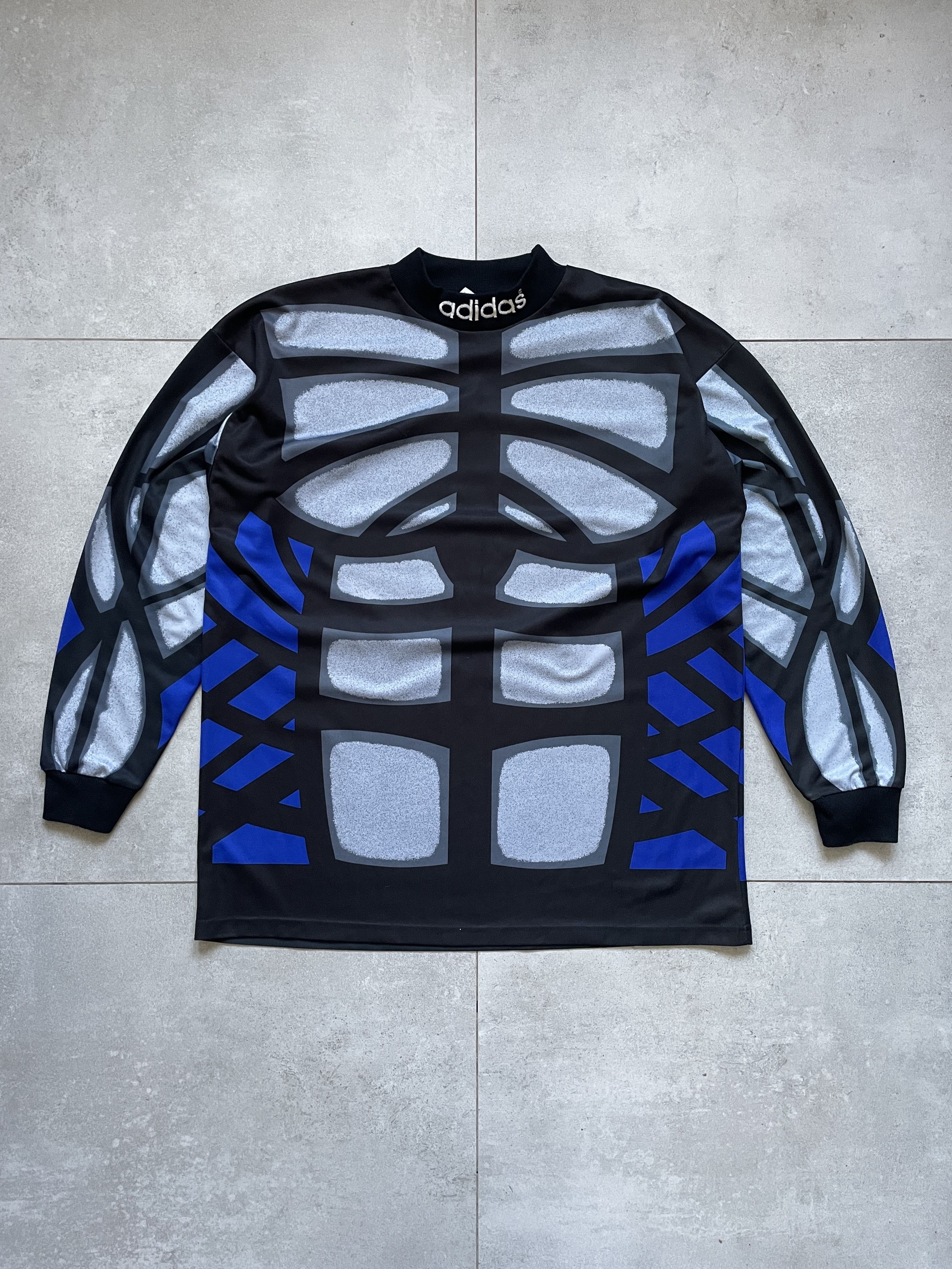 Adidas VINTAGE ADIDAS 90S BLUE BLACK SKELETON BLOKECORE JERSEY Size US XL / EU 56 / 4 - 1 Thumbnail