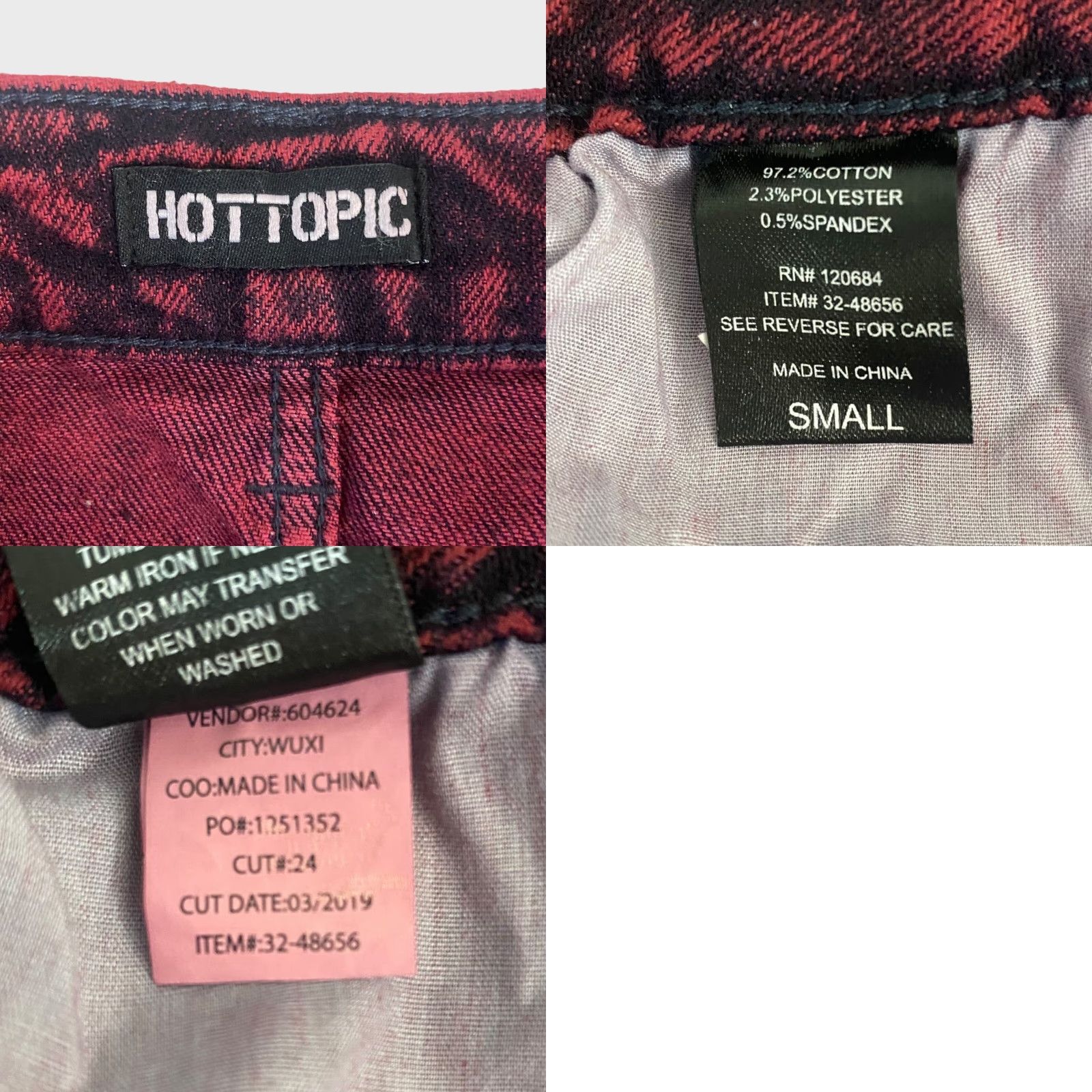 Hot Topic Hot Topic Red Acid Wash Denim Skirt Women’s Small Front-Full-Zip Goth Punk Mini Short With Pockets Rocks New Size 28" / US 6 / IT 42 - 8 Thumbnail