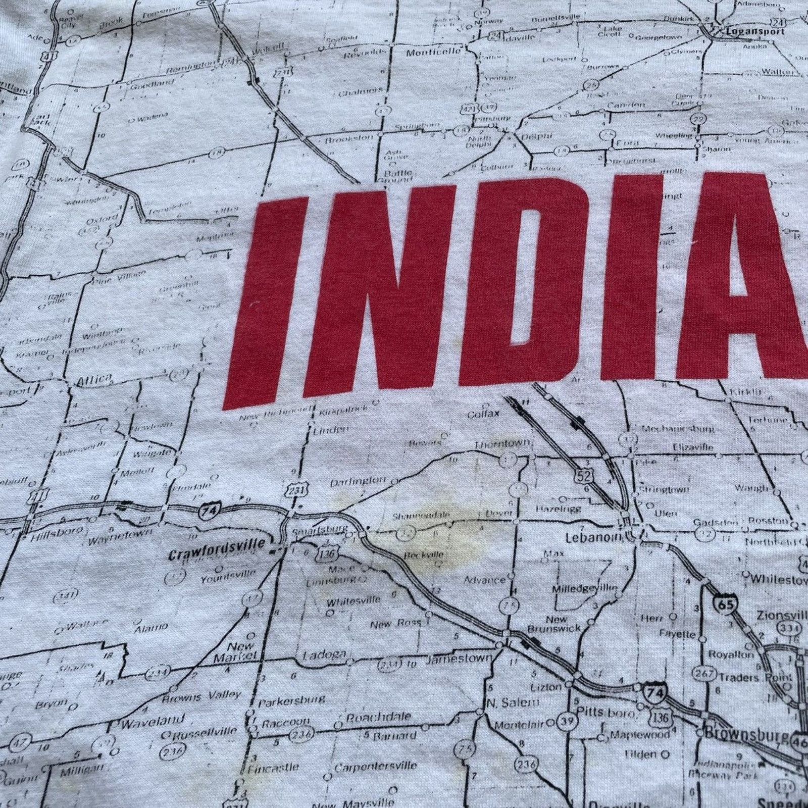 Vintage Vintage 90s Indiana AOP Art Map T Shirt XL Made In USA Rare Size US M / EU 48-50 / 2 - 4 Thumbnail