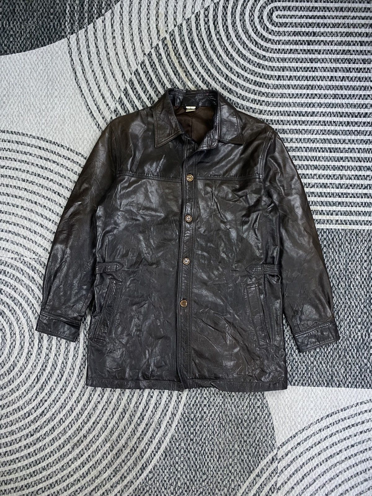 Genuine Leather Vintage Intermezzo Dark Brown Button Up Leather Jacket Size US M / EU 48-50 / 2 - 1 Thumbnail