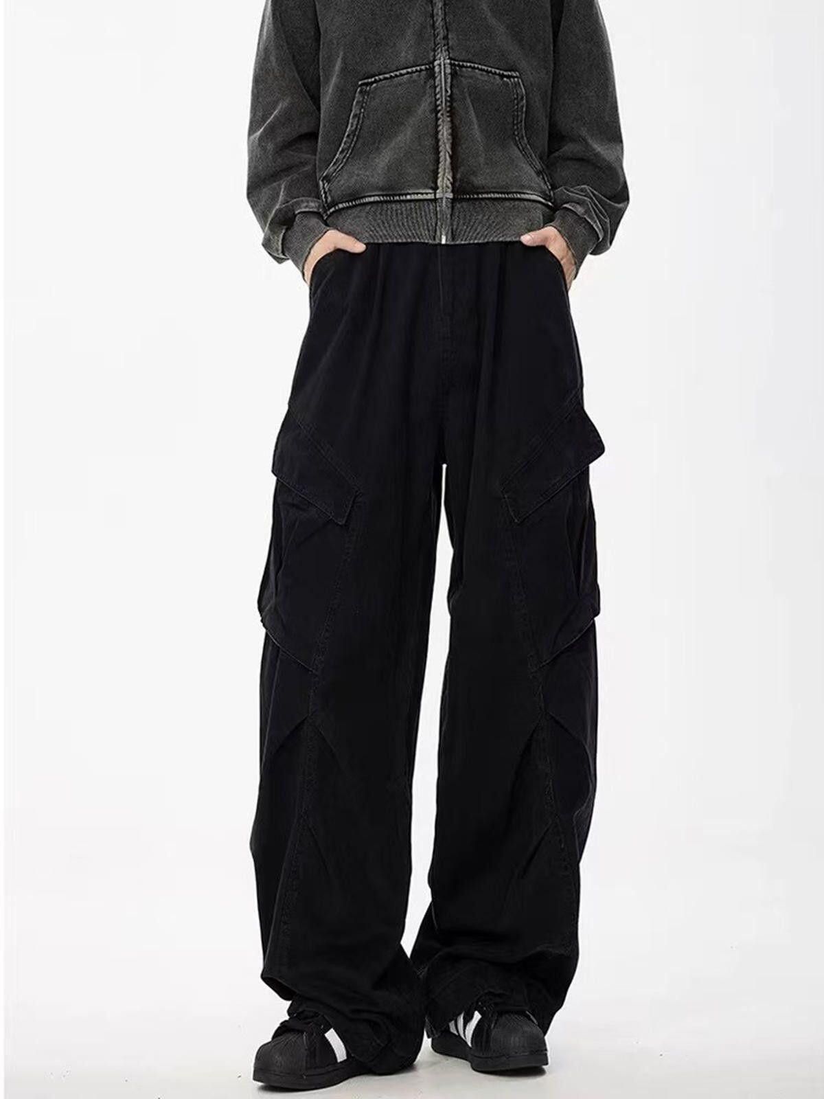 Other Black Cotton Baggy Cargo Pants, Utility Workwear Pants Size US 32 / EU 48 - 2 Thumbnail
