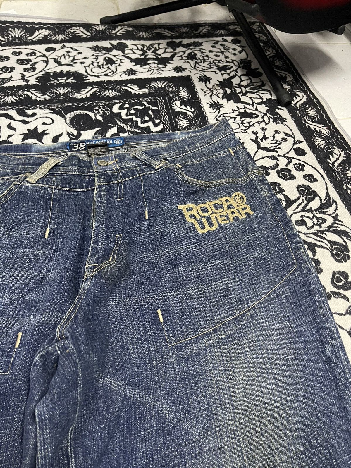 Rocawear 2000s ROCAWEAR BAGGY JEANS ACID SPLASH DESIGN Size US 36 / EU 52 - 8 Thumbnail