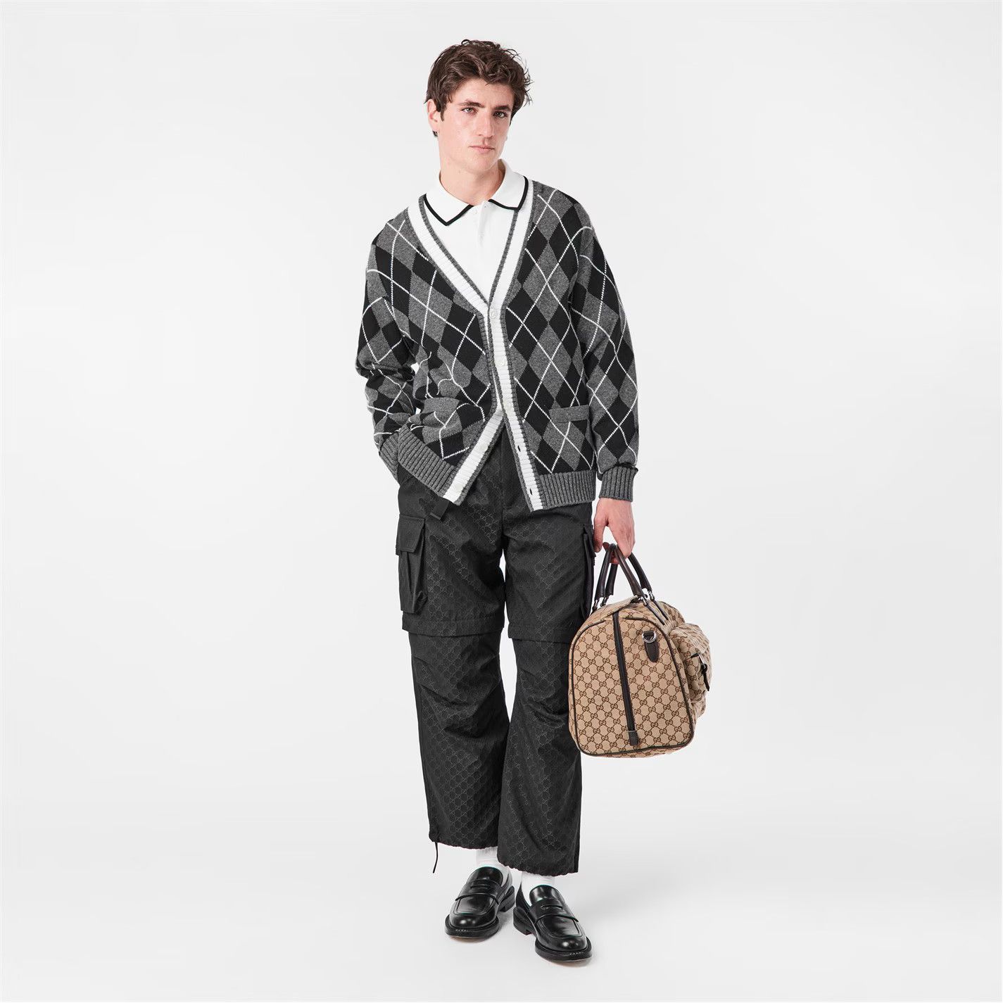 Gucci o1g2r1mq0426 Argyle Cardigan in Grey/Black Size US M / EU 48-50 / 2 - 5 Thumbnail