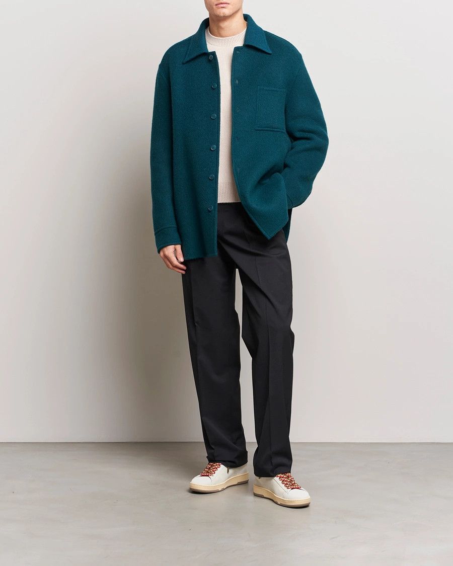 Lanvin o1y0225 Solid Color Shirt in Emerald Green Size US M / EU 48-50 / 2 - 5 Thumbnail