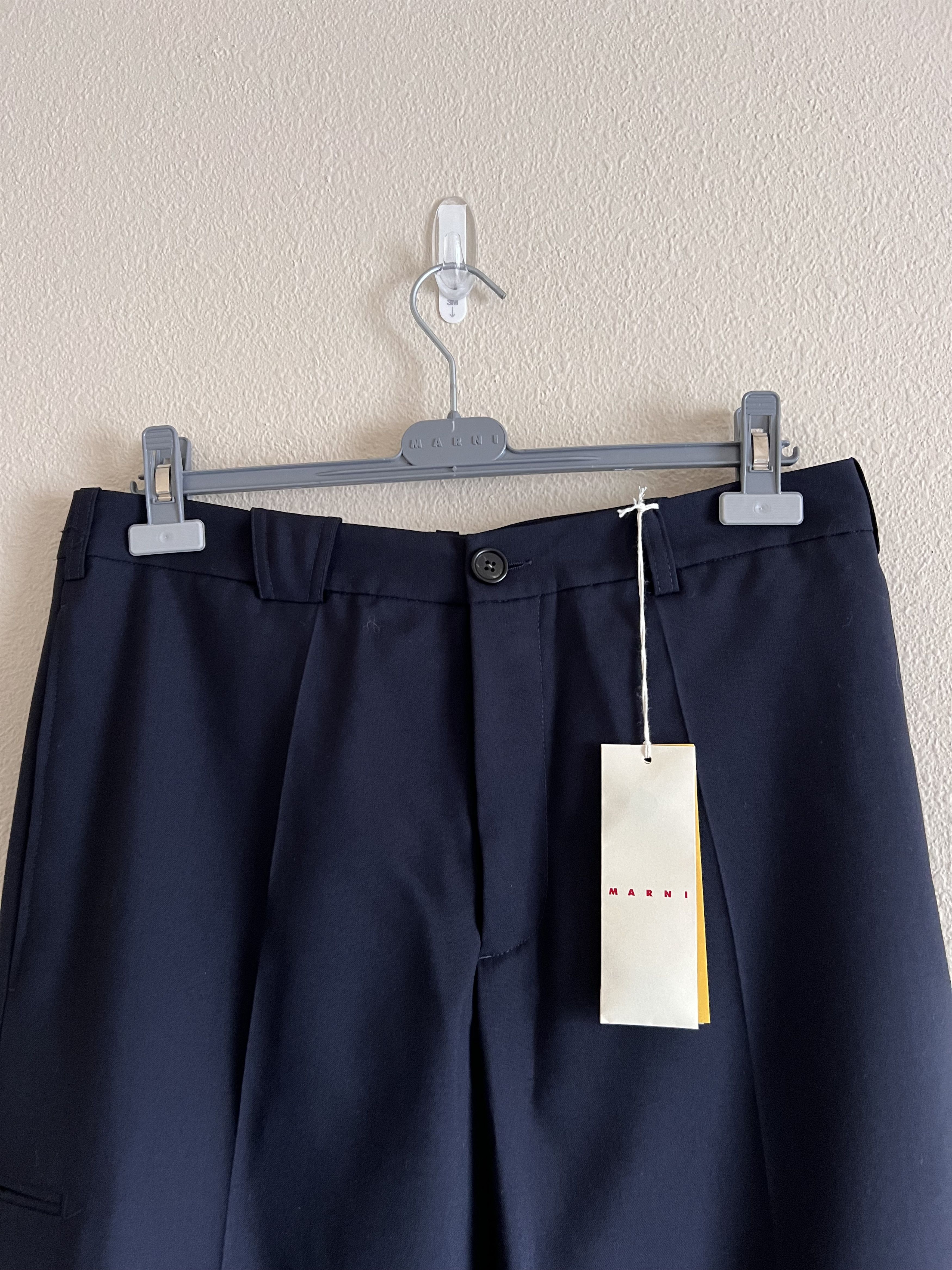 Marni Marni Tropical Wool Pleated Pants in Navy Size US 34 / EU 50 - 2 Thumbnail