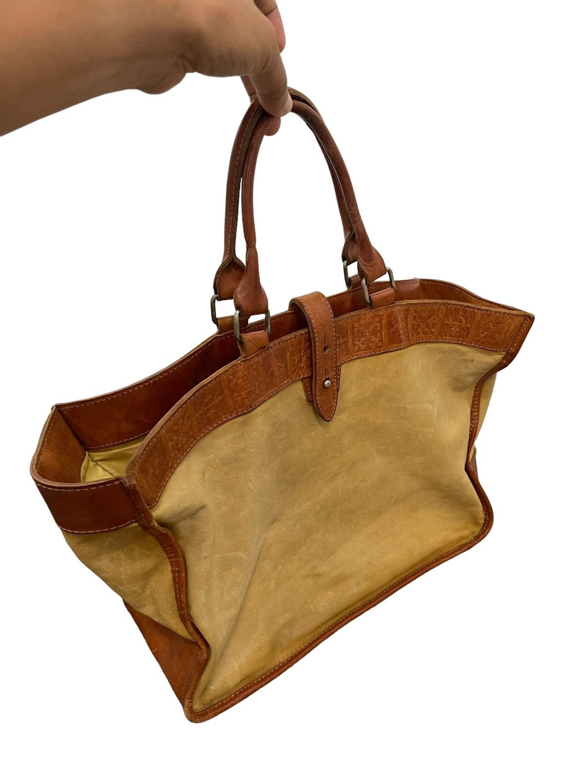 Japanese Brand Full Leather Patina Vtg Old by New Japan Tote Bag 1🟩 Size ONE SIZE - 2 Thumbnail