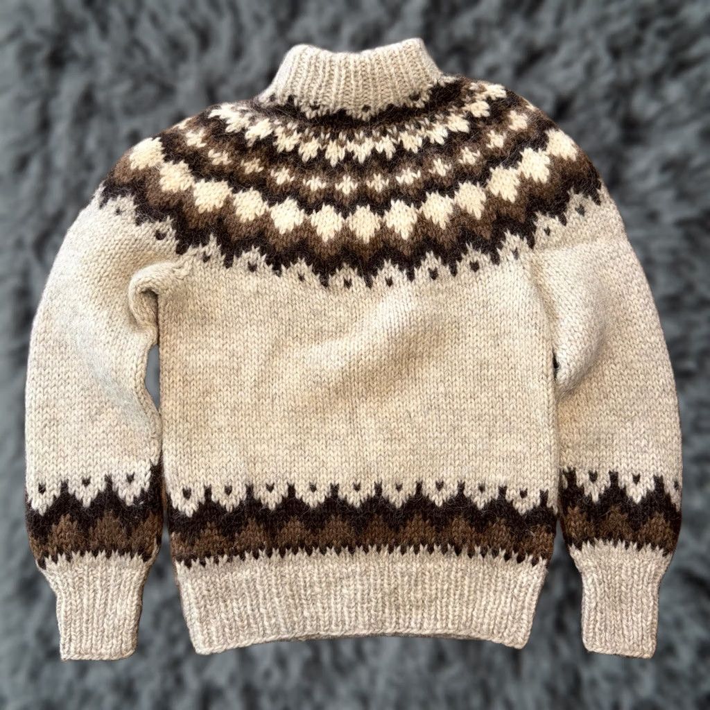 Vintage VINTAGE Husfliden Norway Sweater Mens Small Beige Brown Wool Nordic Knit Pullover Mock Neck 80s Wool Hand Wash Only Mens Regular Brown Size US S / EU 44-46 / 1 - 1 Thumbnail