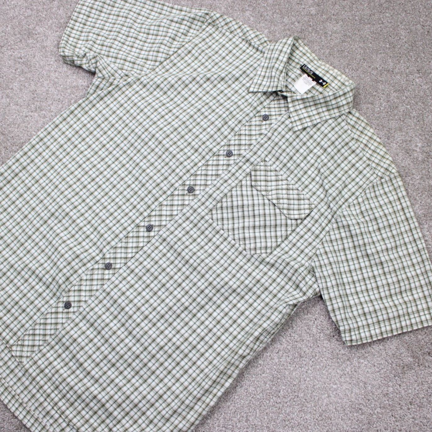 Under Armour Under Armour Shirt Mens Large Green/White Plaid UA Long Sleeve Button-Up Cotton Flannel Casual Workwear Size US L / EU 52-54 / 3 - 3 Thumbnail