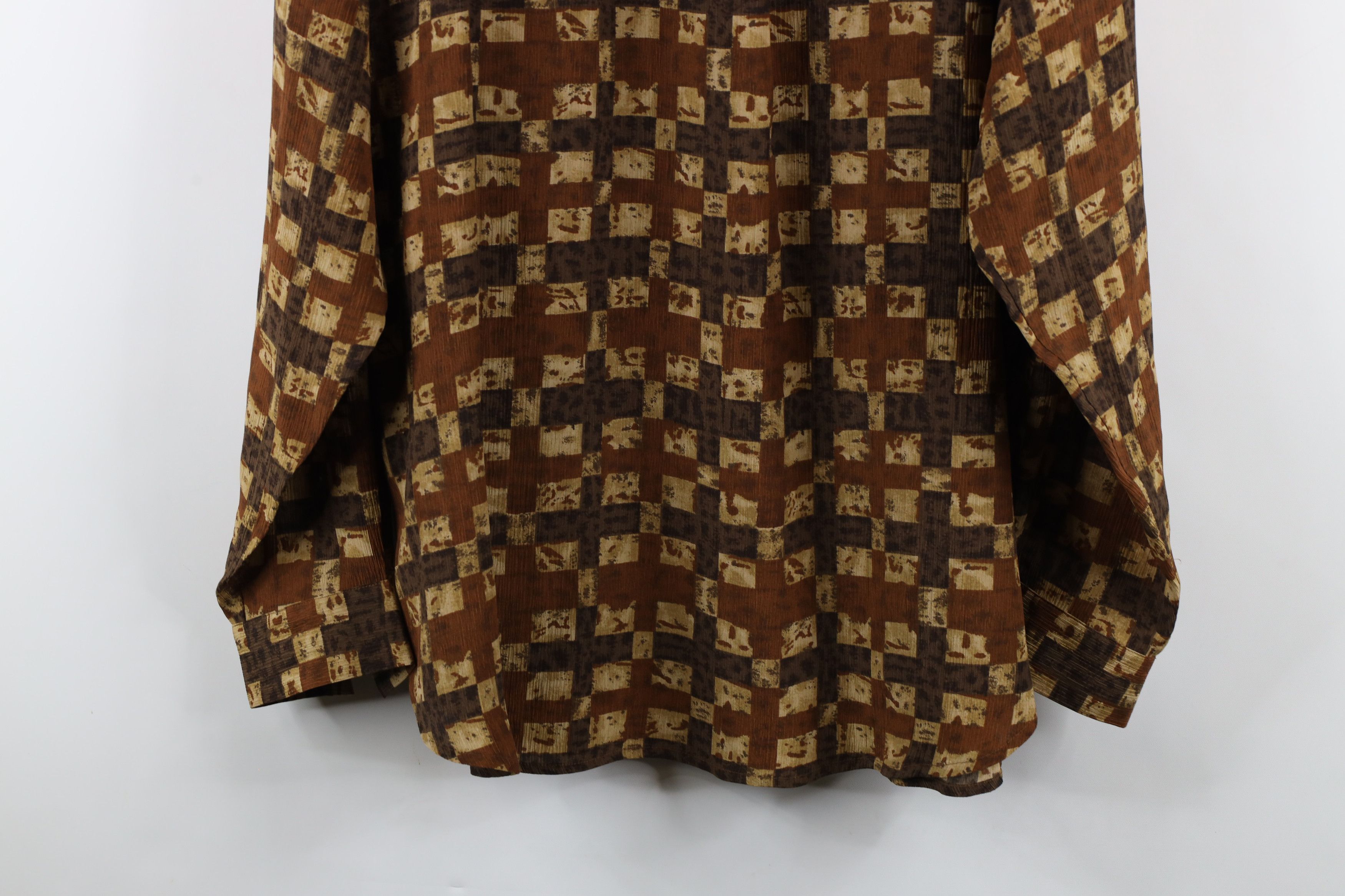 Vintage Vintage 90s Streetwear Band Collar Button Shirt Earth Tone Size US L / EU 52-54 / 3 - 10 Thumbnail