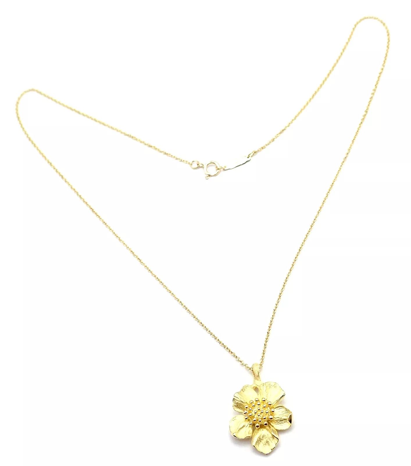 Tiffany & Co. Vintage Tiffany & Co 18K Yellow Gold Flower Pendant Necklace Size ONE SIZE - 3 Thumbnail