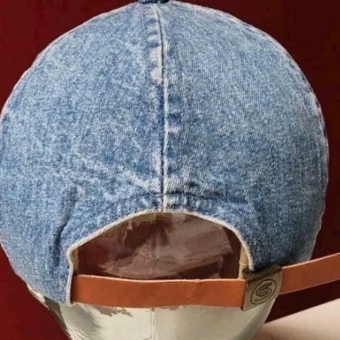 Stetson VINTAGE Stetson USA MADE Blue Jean Denim Cap Hat Leather Brim Strapback Baseball Cap Men Adjustable Size XS? No size given. Size US 35 - 5 Thumbnail