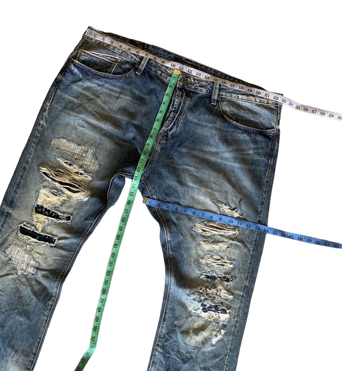 Cult Of Individuality 💥Crazy CULT of INDIVIDUALITY PATCHWORK SASIKO SELVAGE JEANS Size US 44 / EU 60 - 19 Thumbnail