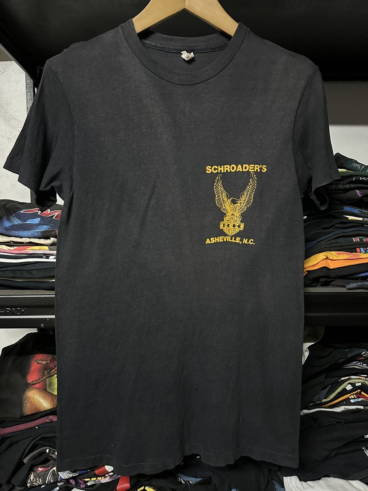 Harley Davidson × Vintage Vintage 70s Schroader’s Motor H-K Cycles Racing Sun Faded T Size US M / EU 48-50 / 2 - 6 Thumbnail
