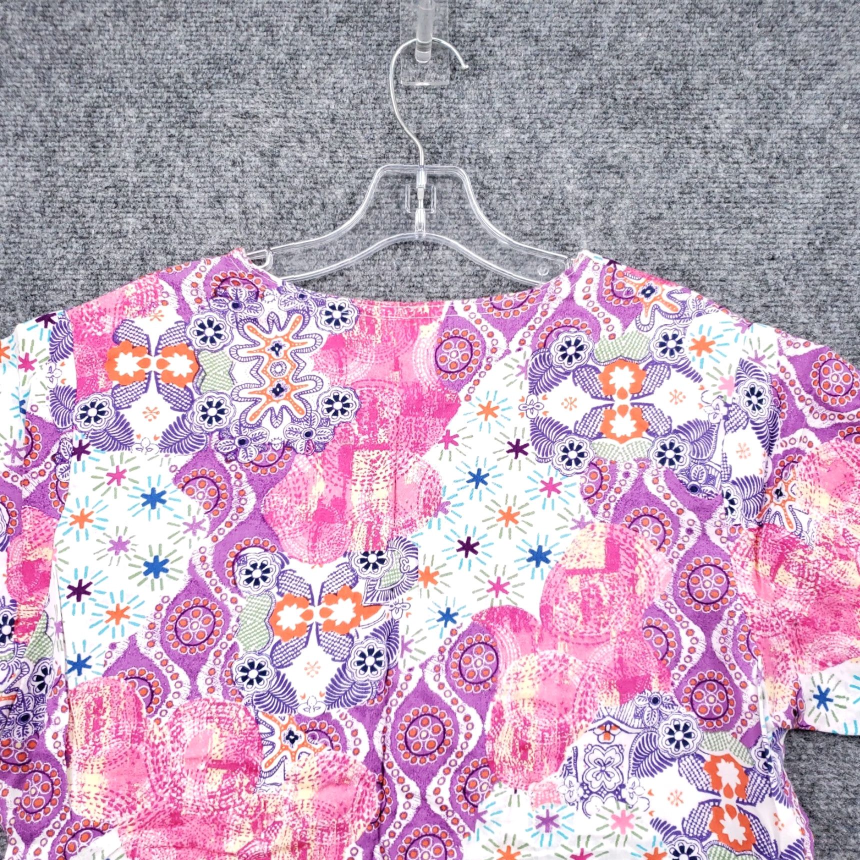 Pinko WS Gear Scrub Top Womens M Medium Pink Patterned Short Sleeves Size M / US 6-8 / IT 42-44 - 7 Thumbnail