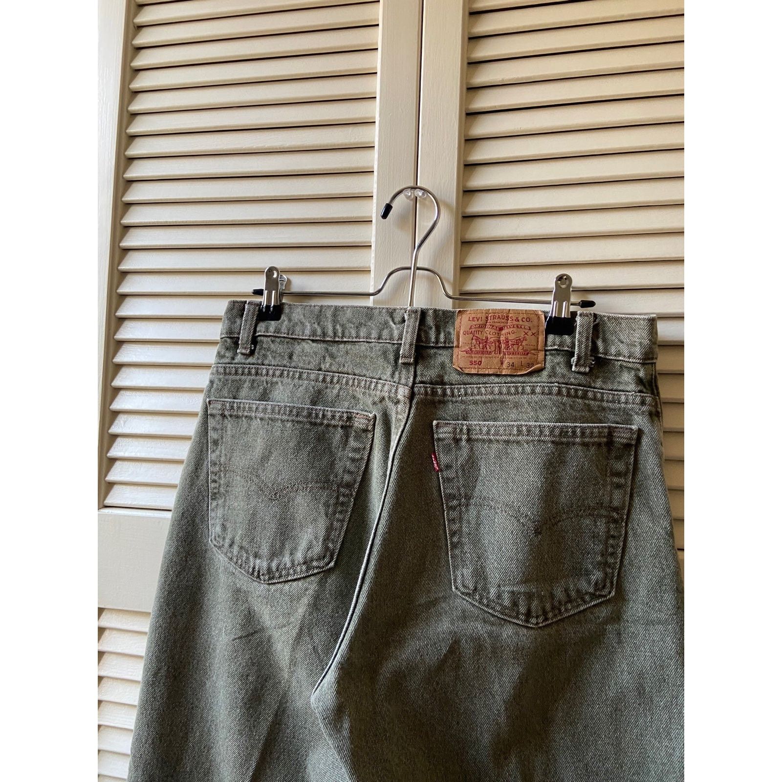 Levi's × Vintage Vintage Levi’s 550 Made in USA Green Denim Jeans Pants 34 Size US 34 / EU 50 - 9 Thumbnail