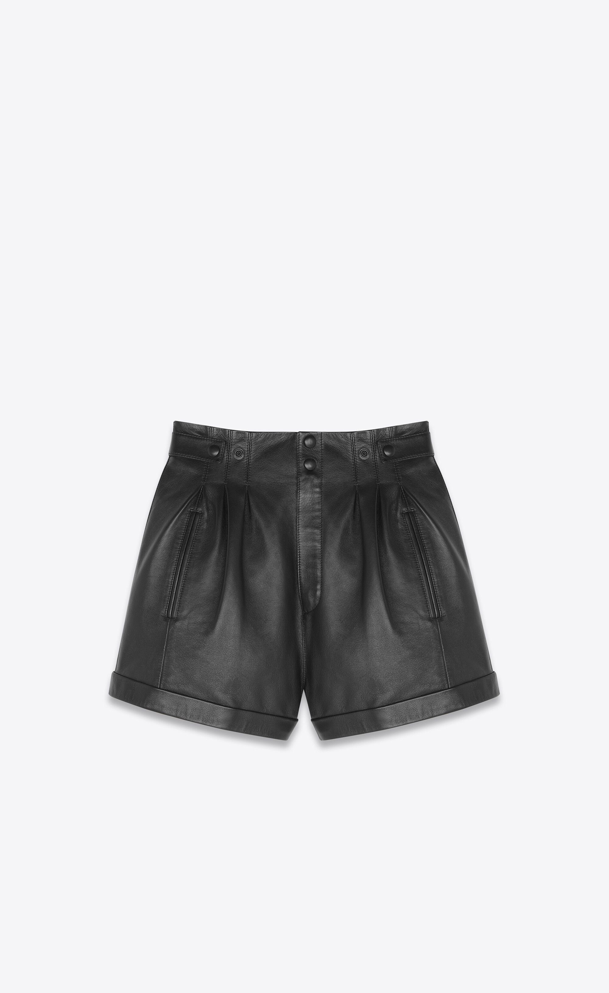 Saint Laurent Paris o1tp1o0125 High Waisted Shorts In Lambskin in Black Size 26" / US 2 / IT 38 - 1 Thumbnail