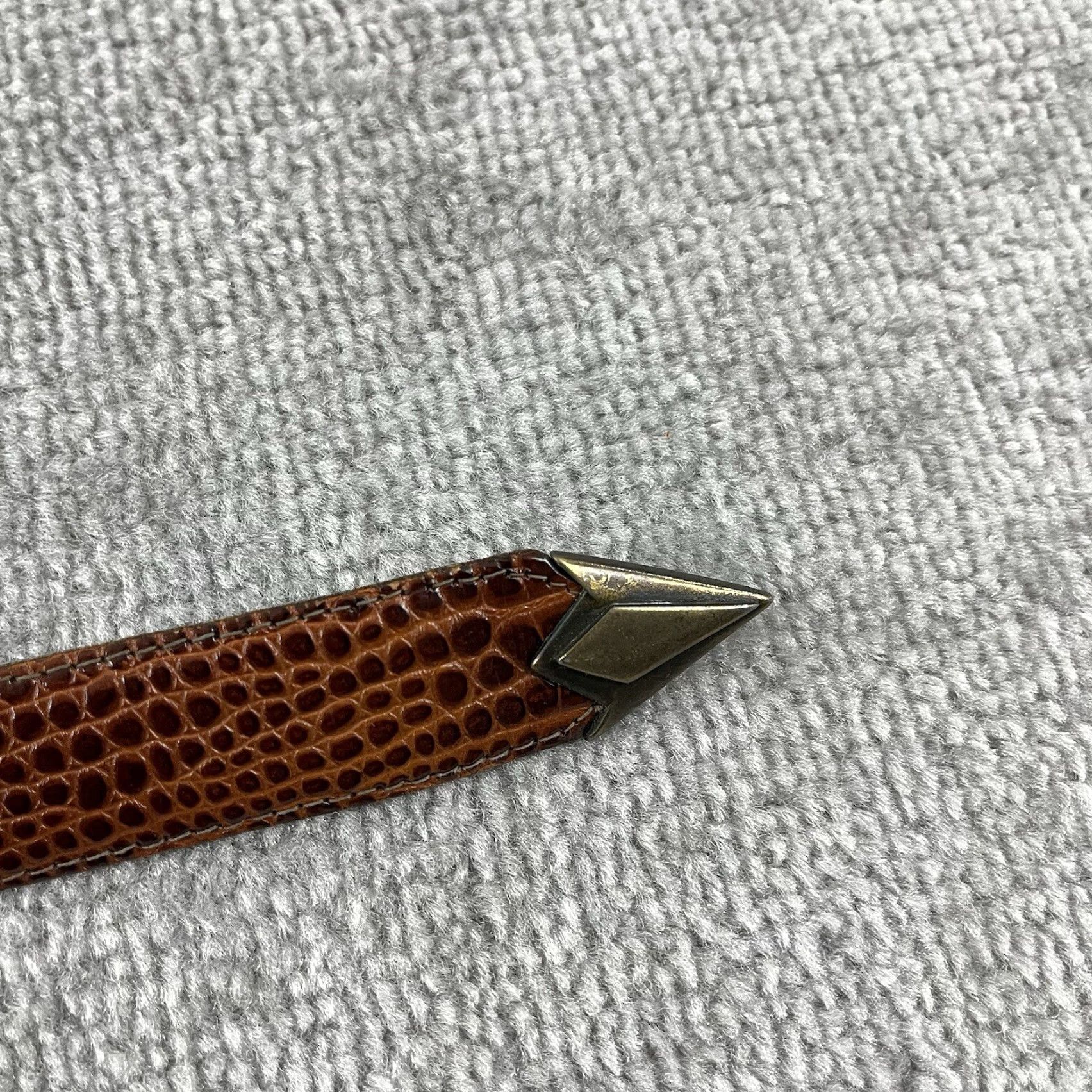 Vintage VINTAGE Just Jamie Belt Womens Size 34 85cm Italian Alligator Calfskin Leather Brown Skinny Belt Vintage No Size ONE SIZE - 8 Thumbnail