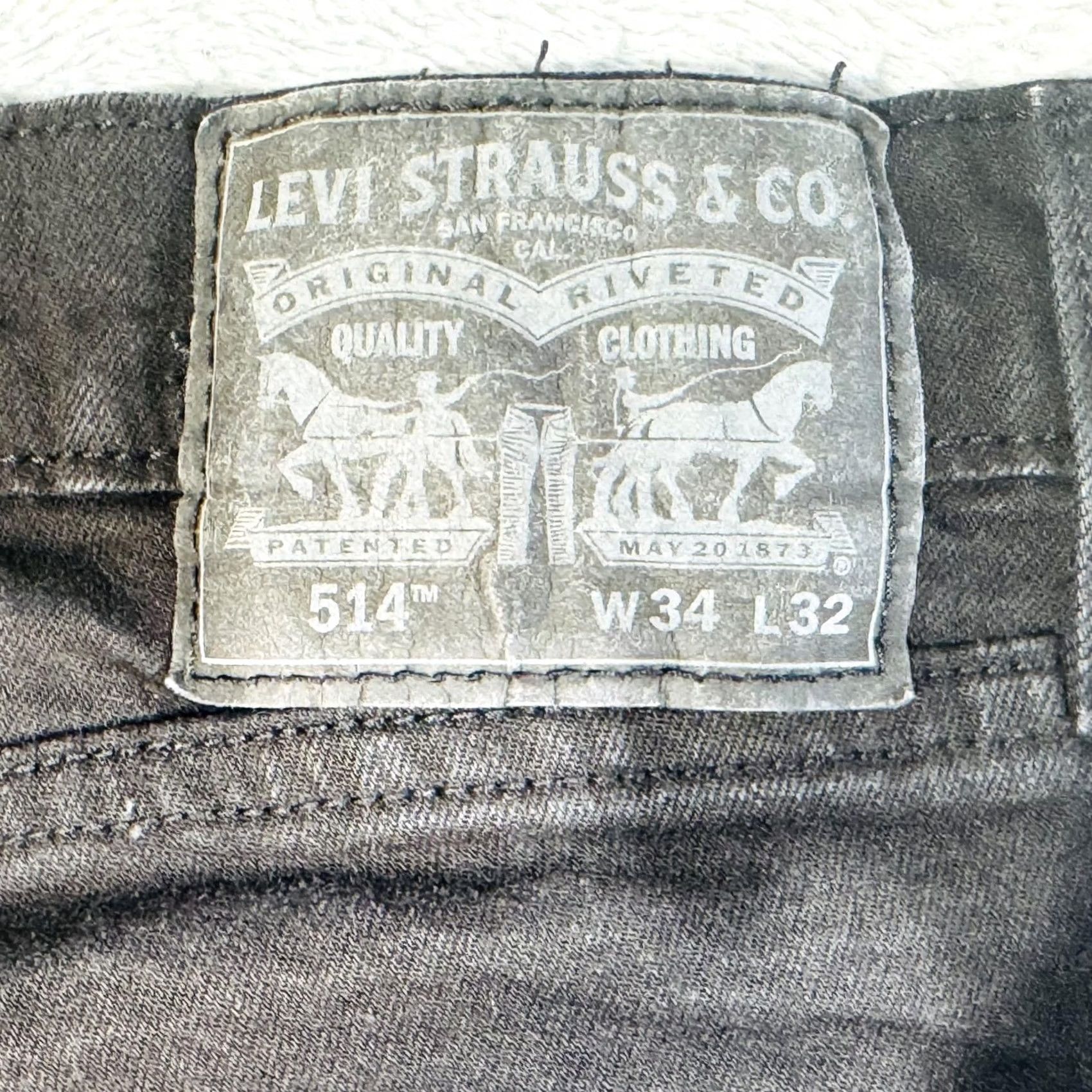 Levi's Levi's 514 Jeans Mens 34x32 Black Dark Wash Straight Denim Stretch Zip Fly Size US 34 / EU 50 - 3 Thumbnail