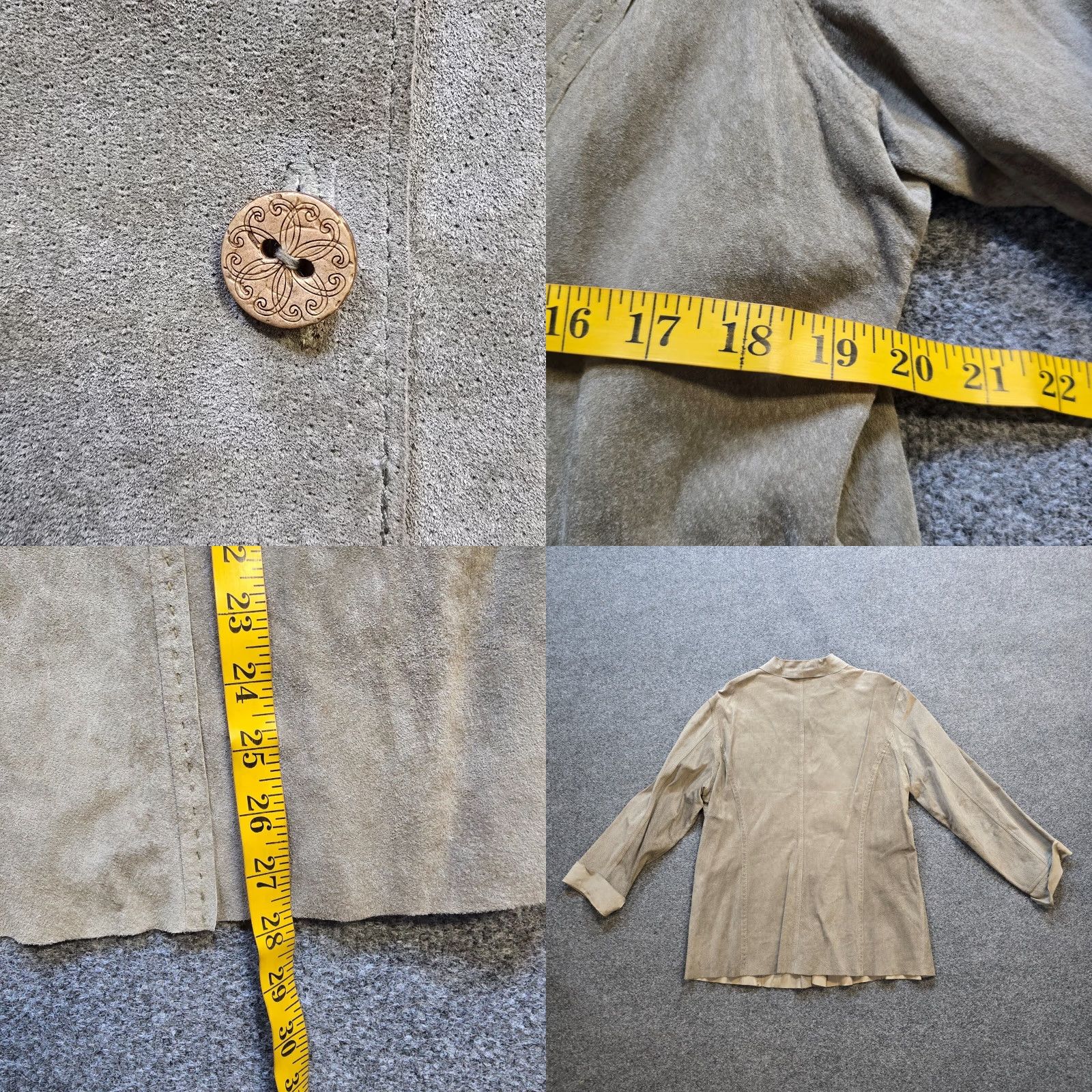 J. Jill VINTAGE J. Jill Blouse Shirt Womens Size L Gray Green Suede Leather Button Long Sleeve Classic Collar Size L / US 10 / IT 46 - 8 Thumbnail