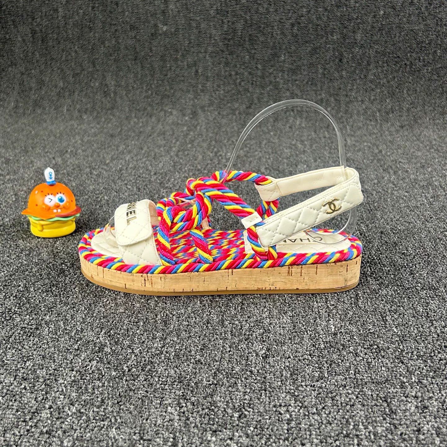 Chanel Chanel Rainbow Woven Sandal Wooden Sole Size 37 Size US 6.5 / IT 36.5 - 3 Thumbnail