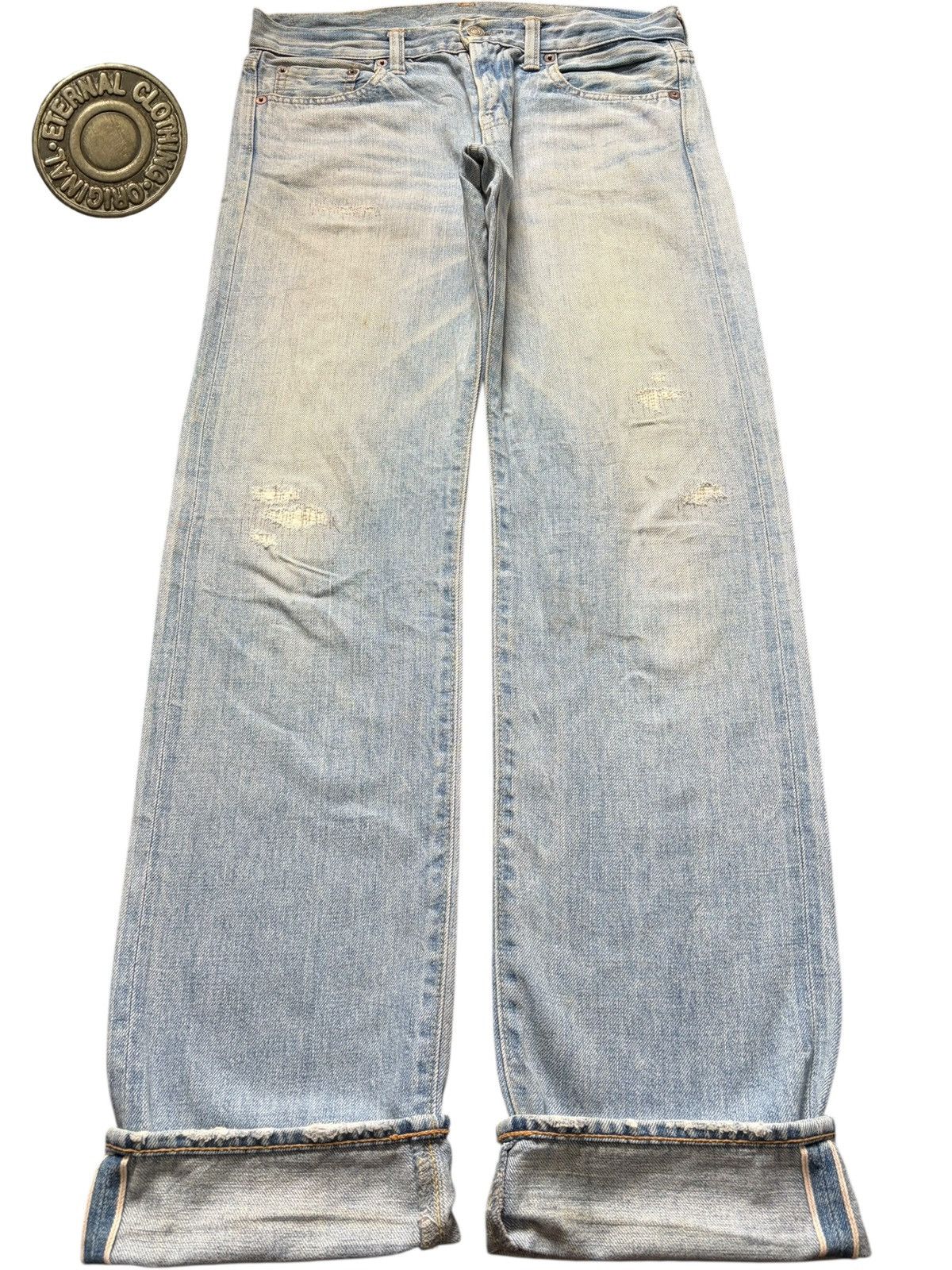 Eternal Vintage Eternal Deep Blue Selvedge Distressed Jeans Size 31" - 1 Thumbnail
