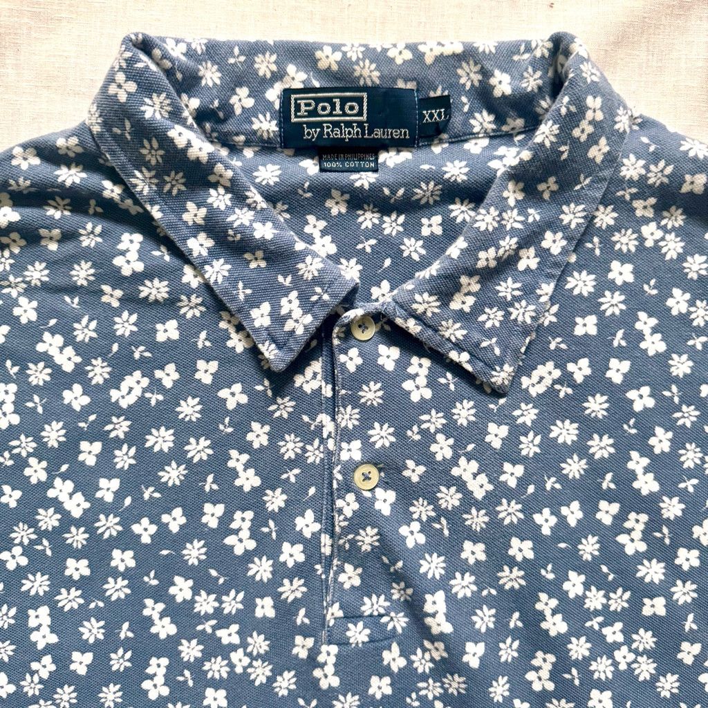 Polo Ralph Lauren Polo by Ralph Lauren 90s Blue White Flower Print XXL Size US XXL / EU 58 / 5 - 2 Thumbnail