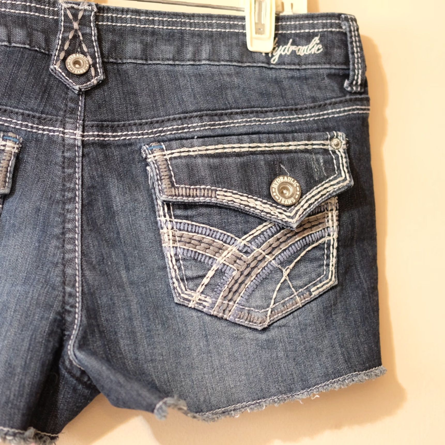 Denime Hydraulic Jeans Cut Off Denim Thick Stitch Embroidered Shorts Size 13/14 Blue Womens Size 24" / US 00 / IT 34 - 7 Thumbnail