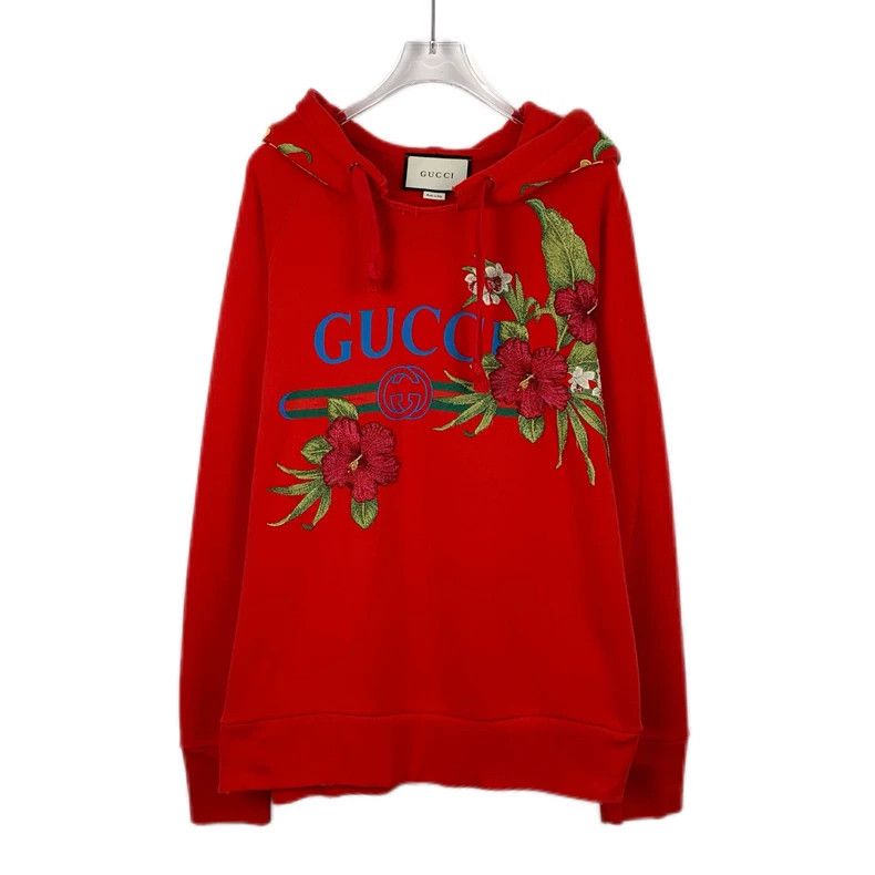 Gucci Gucci Red floral embroidered hooded drawstring cotton long- Size US S / EU 44-46 / 1 - 1 Thumbnail