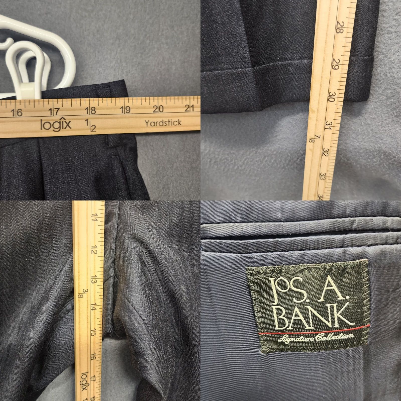 Jos. A. Bank Jos A. Bank Mens Suit Navy Blue 100% Wool Jacket 44L Pants 38x30 Pleated Cuffed Wool Suit Set Mens Formal Business 2 Piece 44L 38x30 Navy Blues Size 44R - 10 Thumbnail