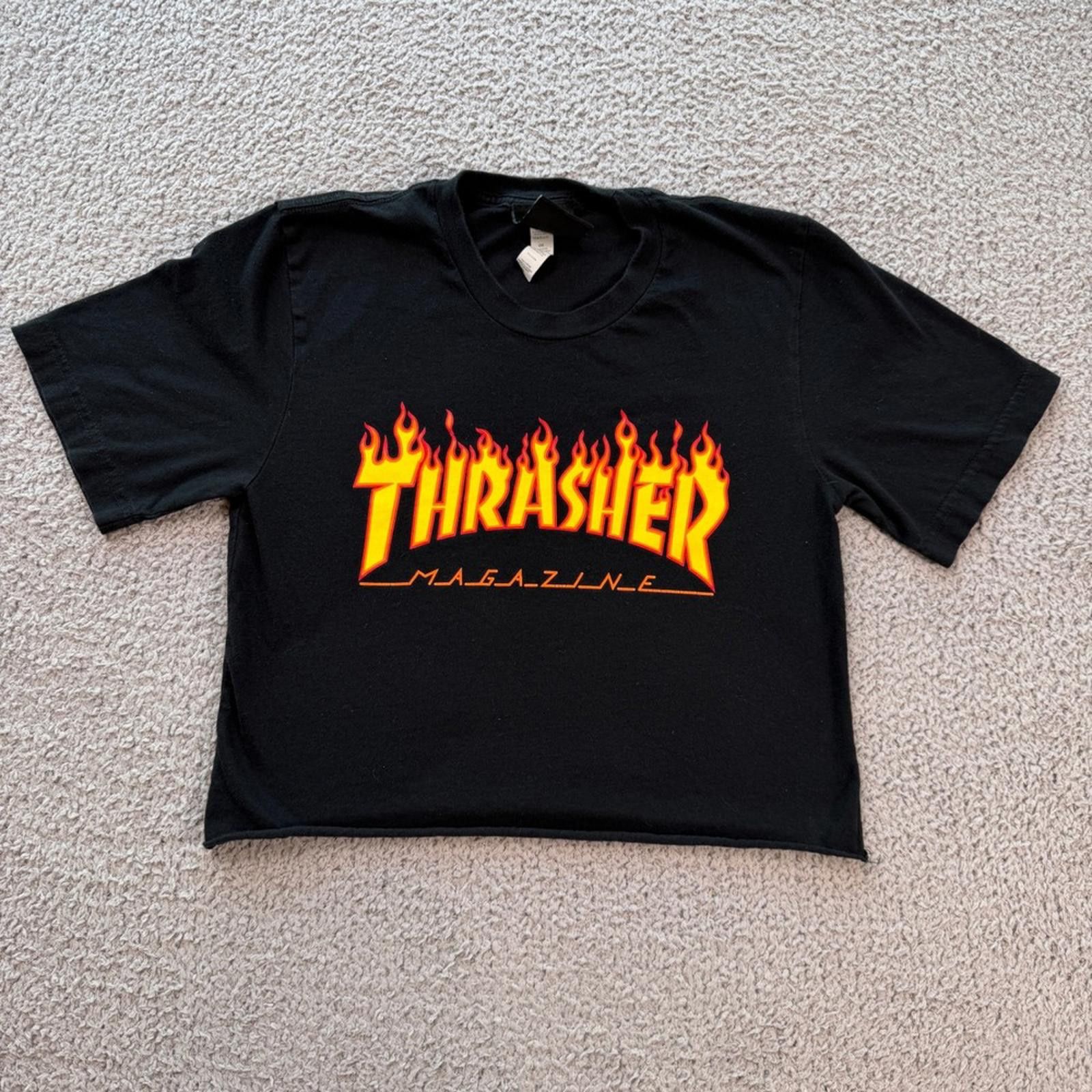 Thrasher Thrasher Magazine Flame Logo Black Cropped Baby Tee T Shirt Size XS / US 0-2 / IT 36-38 - 1 Thumbnail