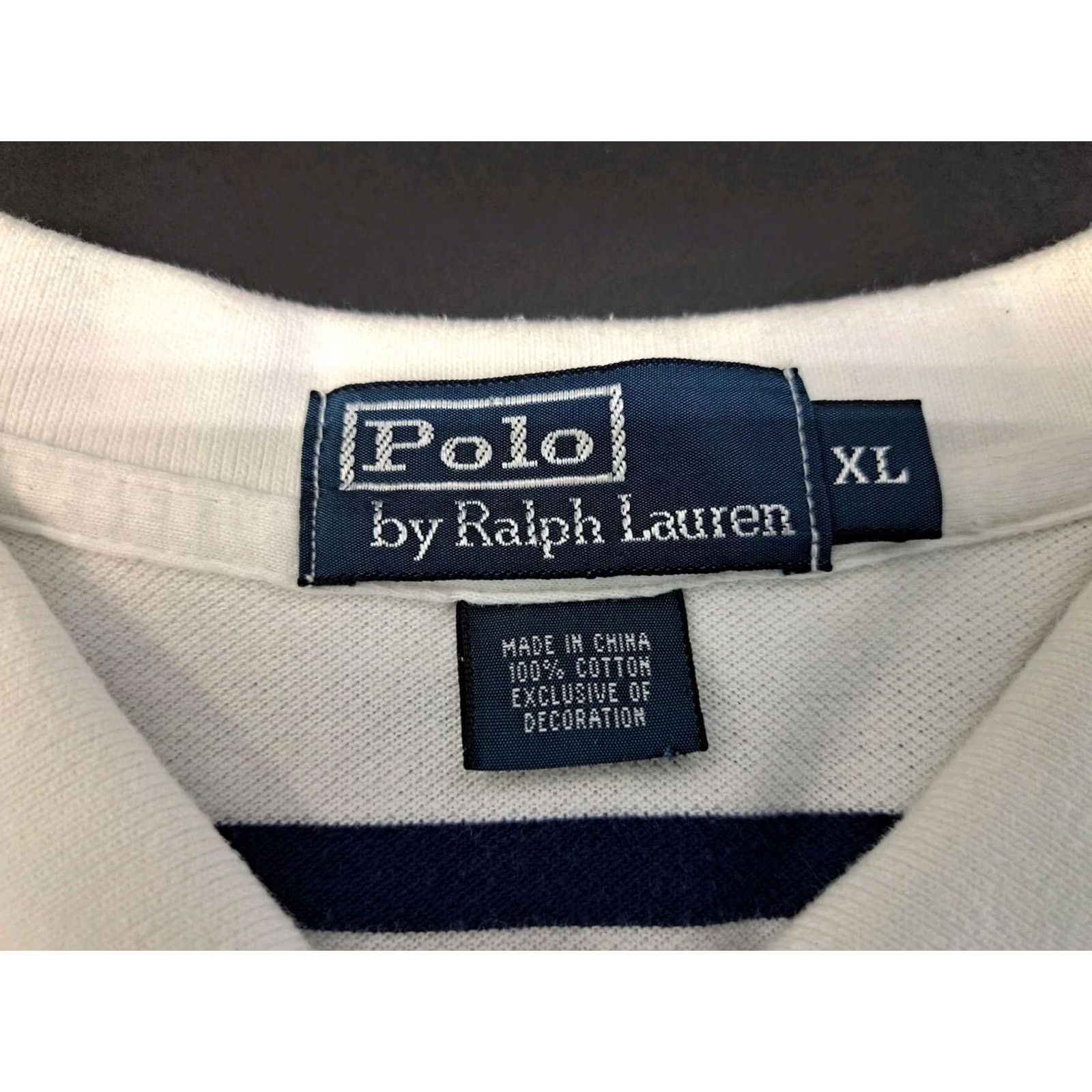 Ralph Lauren Polo Ralph Lauren Polo Shirt XL White Blue Striped Mens Short Sleeve C #7399 Size US XL / EU 56 / 4 - 3 Thumbnail