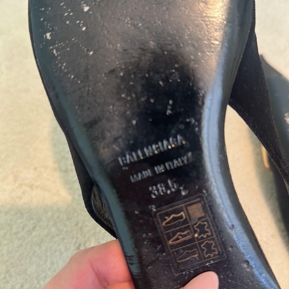 Balenciaga Balenciaga Black Velvet BB Knife Slingback Flats Size US 8.5 / IT 38.5 - 8 Thumbnail