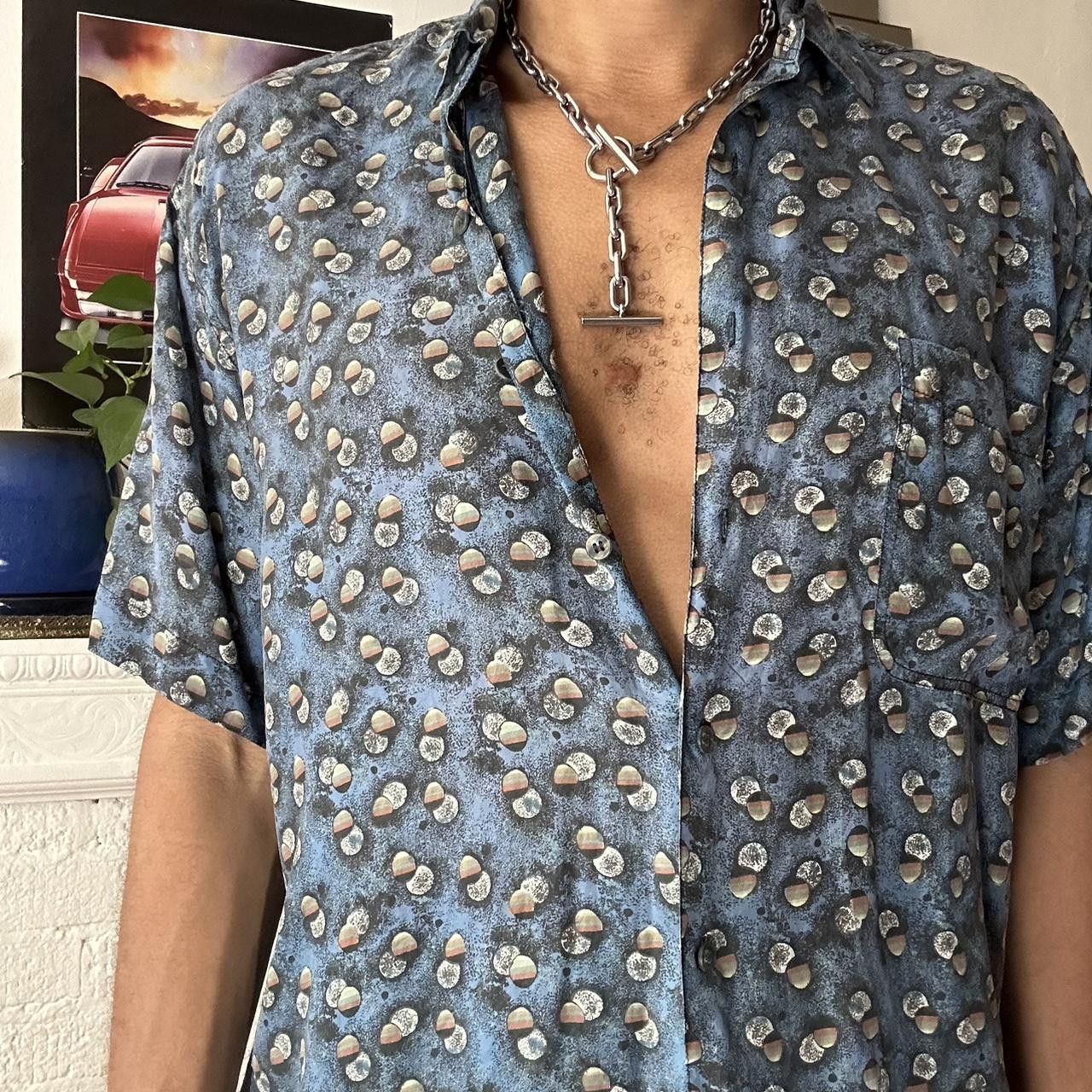Other Vinge Black & Blue Silk Polka Dot Pattern Button Up Top_ XL Size US XL / EU 56 / 4 - 6 Thumbnail