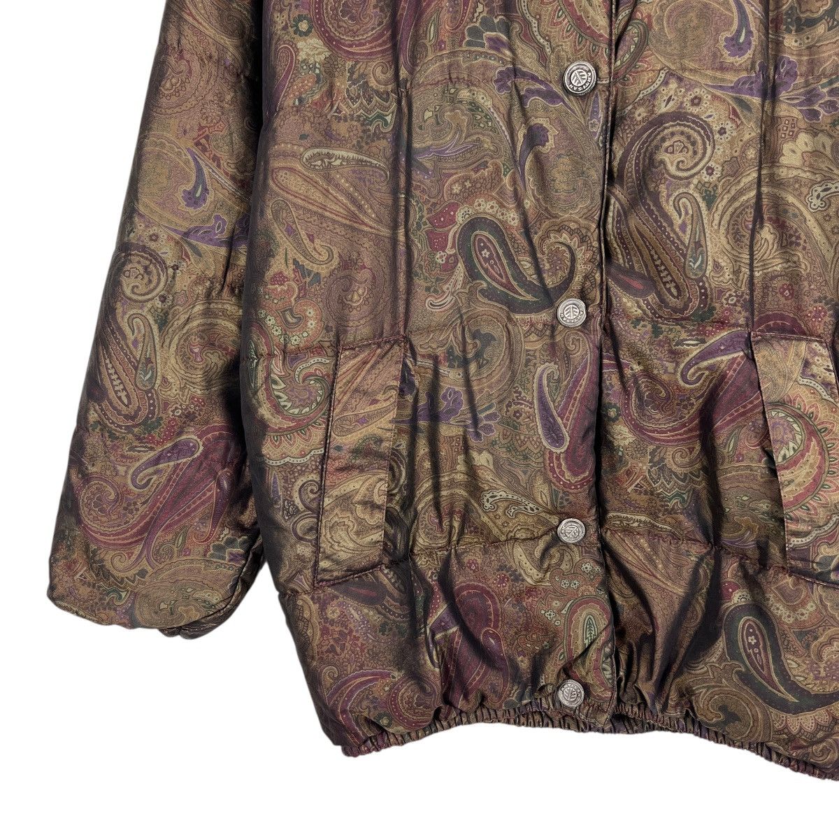 Artisan Outfitters 🔥Artisan Fur Trim Paisley Light Puffer Jacket Made In Italy Size M / US 6-8 / IT 42-44 - 7 Thumbnail