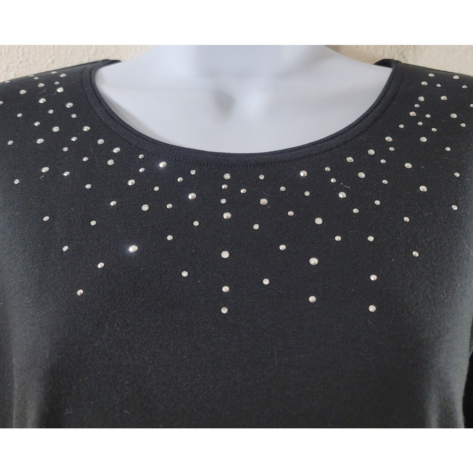 Other Draper's & Damon's Black Studded Bodice Round Neck Top PL Size L / US 10 / IT 46 - 2 Thumbnail