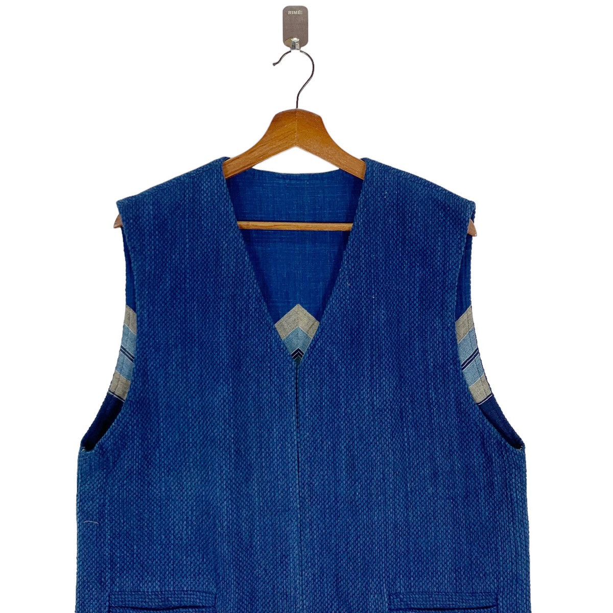 Indigo × Japanese Brand 🔥🔥VINTAGE BORO SASSIKO INDIGO BLUE JAPAN VEST JACKET Size US M / EU 48-50 / 2 - 4 Thumbnail