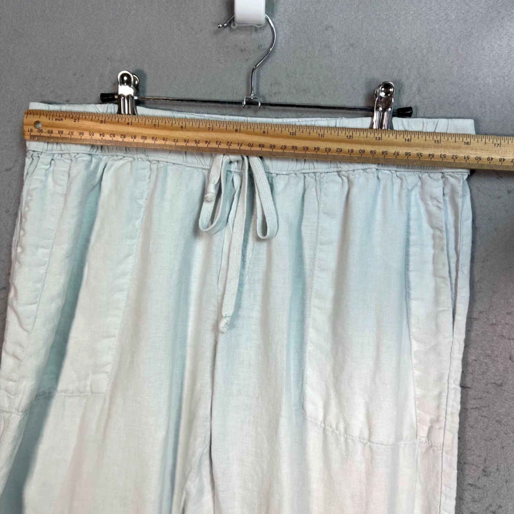 Enza Costa Enza Costa Womens Size 4 100% French Linen Pants Light Blue Elastic Waist Size 27" / US 4 / IT 40 - 6 Thumbnail