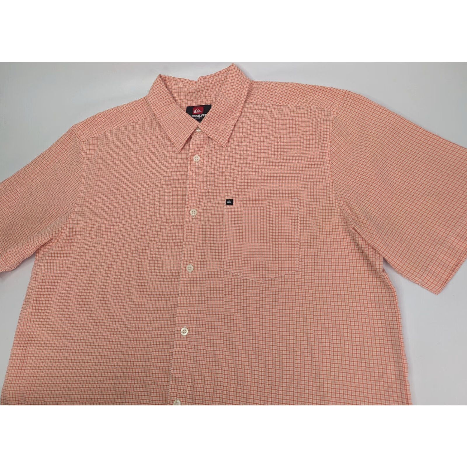 Quiksilver Quiksilver Orange Check Short Sleeve Button Up Shirt Men L Board Riding Size US L / EU 52-54 / 3 - 2 Thumbnail